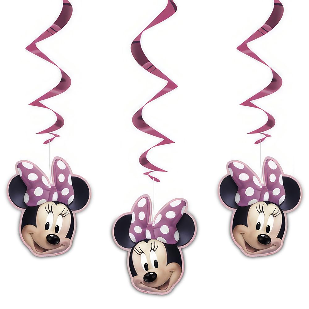 Unique Disney Iconic Minnie Mouse Hanging Swirl Decorations [26 Inches - 3ct]