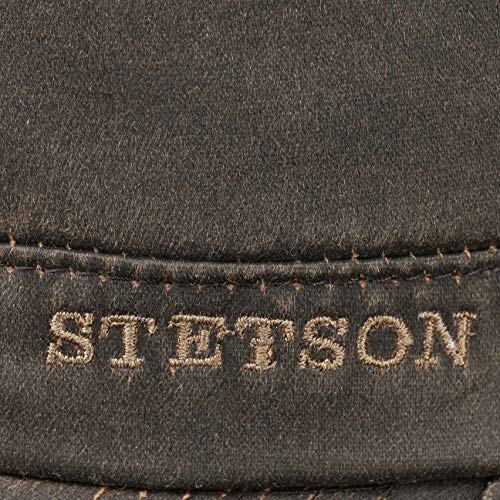 Stetson-Datto-Armycap-Herren-Wasserabweisende-Baumwollkappe-SommerWinter-Armymuetze-mit-Sonnenschutz-UV-40-Verwaschene-Lederoptik-Oilskin-Urbancap