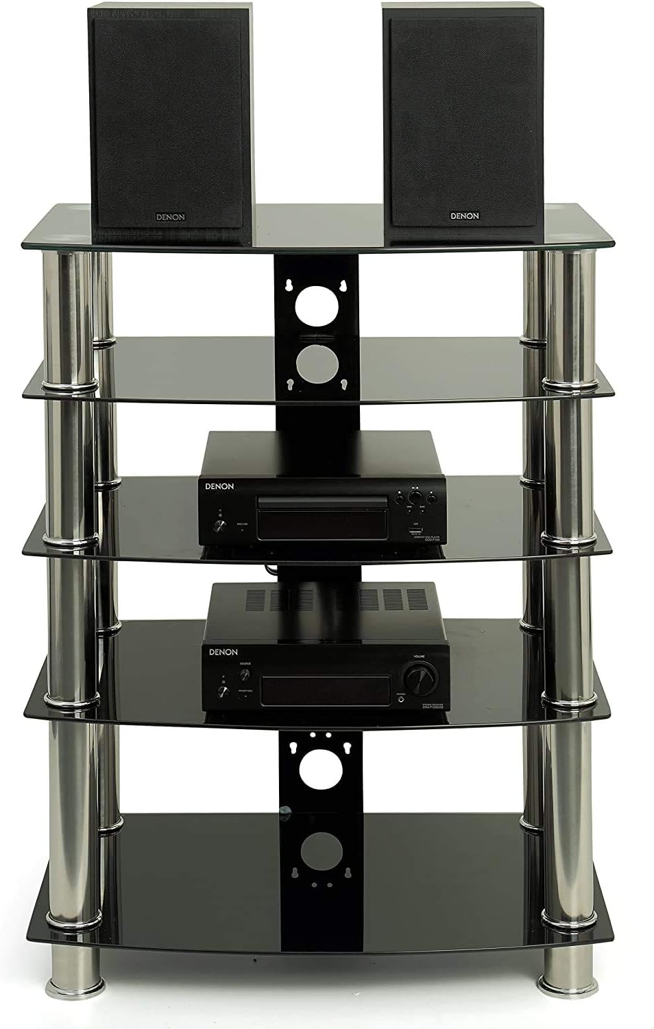 Centurion Supports Galago 5-Shelf Premium Black Glass with Silver Legs AV Rack, Mittel - Image 3