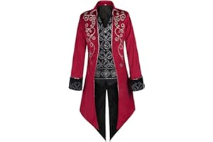 Oiefeen Medieval Steampunk Tuxedo, Performance Costume, Halloween Men's Clothing, Gothic Jacket