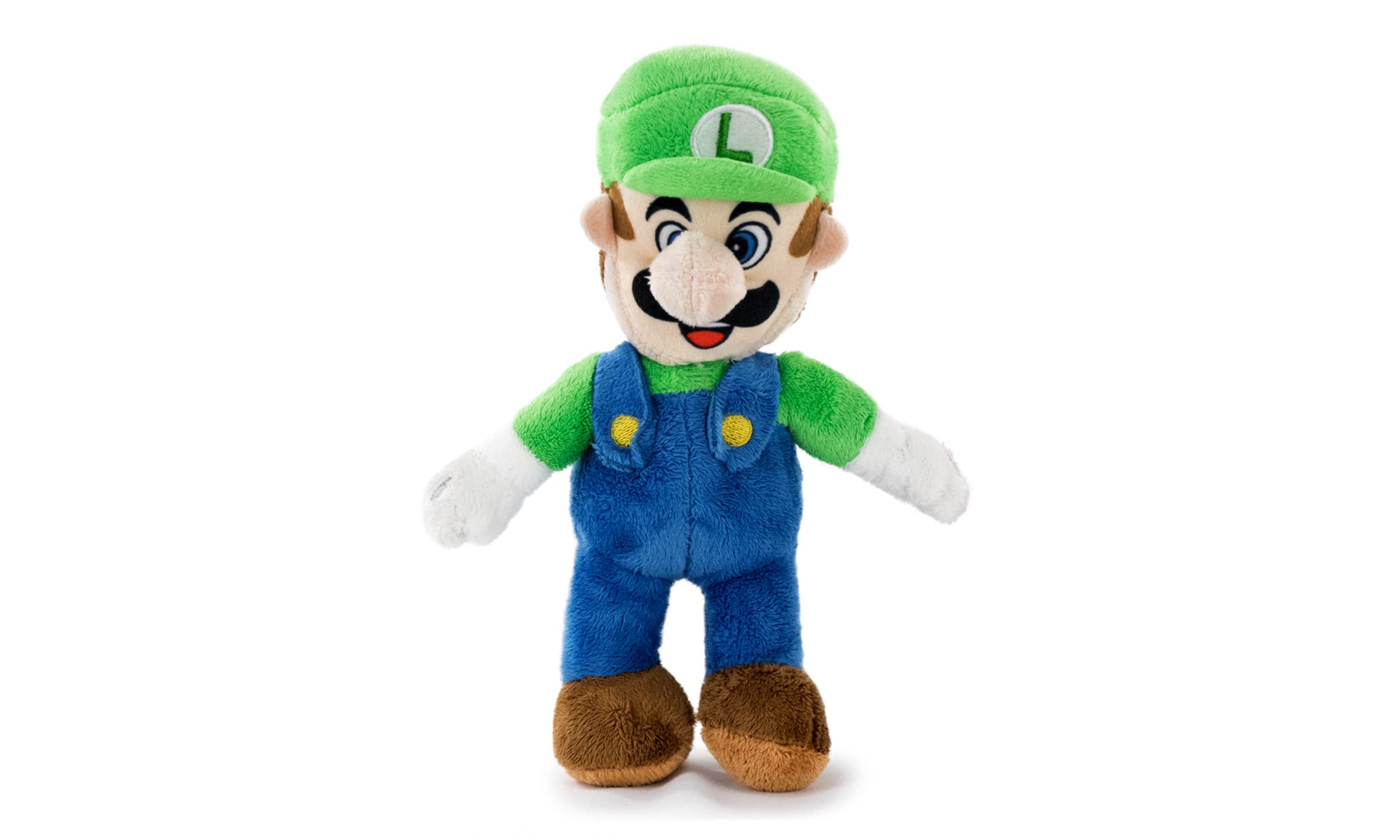 Whitehouse Leisure Super Mario Bros - Soft Toy of the Characters of Super Mario Bros 22cm, 8'66" - Mario, Luigi, Toad, Yoshi, Princess Peach, Donkey Kong - Super Soft Quality (22cm, Luigi)
