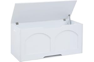 oakvivo 39.4" Storage Chest, Wooden Storage Bench, Storage Trunk, Chest with Lift Top, Large Box Entryway Bench, Supports 330 lb U-Shaped Opening for Entryway, Hallway, Living Room, White