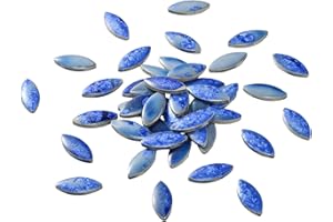 SMANTA Blue Petal Ceramic Tiles Mosaic Tiles, Bulk Ceramic Mosaic Pieces Stepping Stone Crafts Making Supplies for Home Outdoor Floor Vase Tabletop Decoration - 70pcs