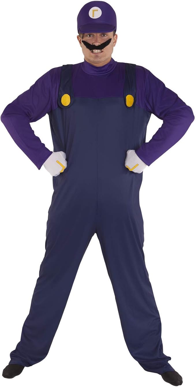 Morph Adult Waluigi Costume, 80�s Plumber Gaming Outfit
