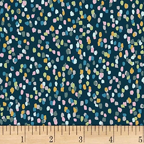 Hoffman Metallic A Little Birdie Told Me Confetti Dot Deep Blue/Silver Fabric by The Yard