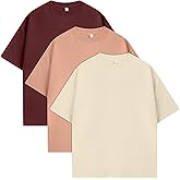Eadali 3 Pcs Men’s Oversized T-Shirts Drop Shoulder Heavyweight 280g Cotton Loose Fit Short Sleeve Casual Tees for Men Women