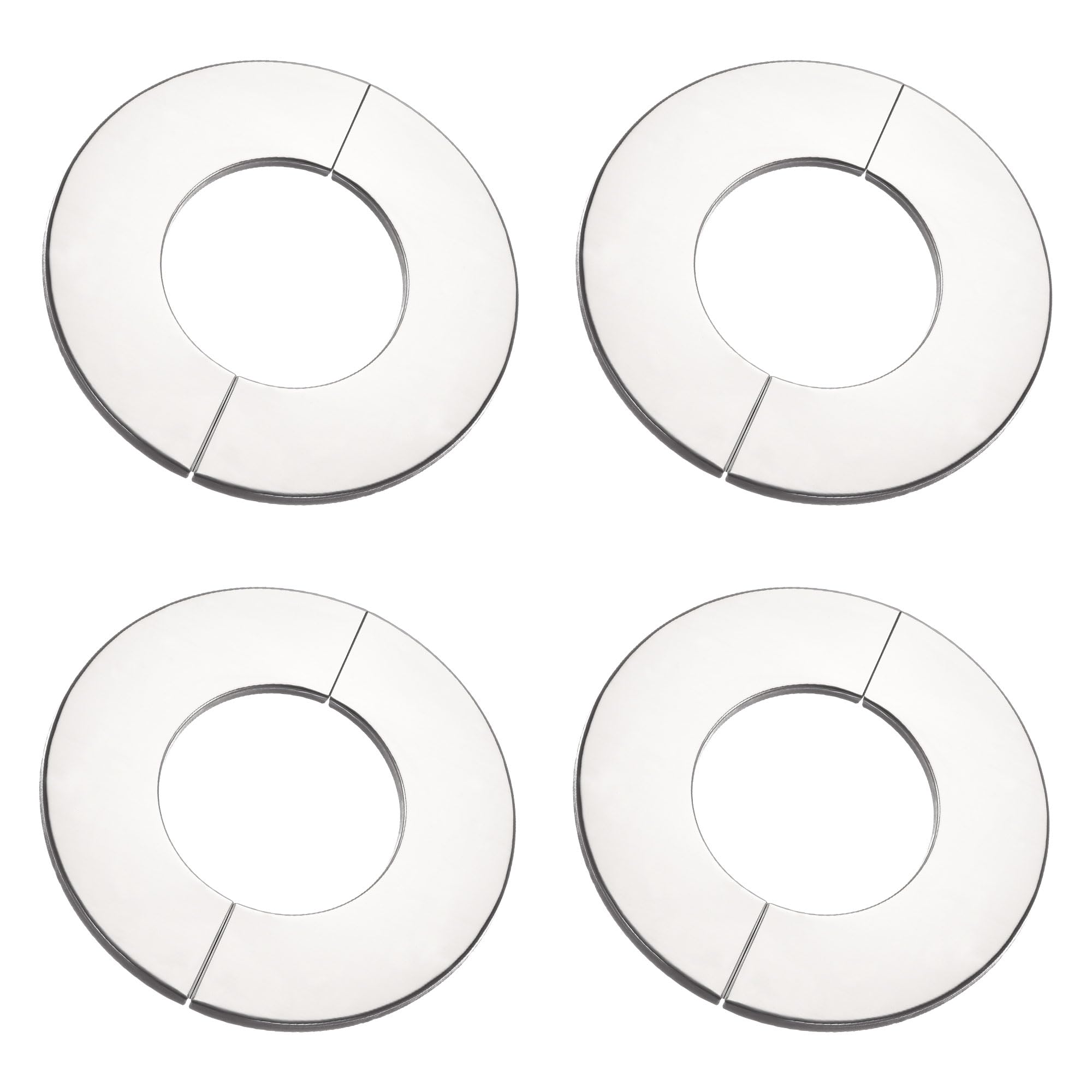 sourcing map Wall Split Flange, Stainless Steel Round Escutcheon Plate for 81mm Diameter Pipe 4Pcs
