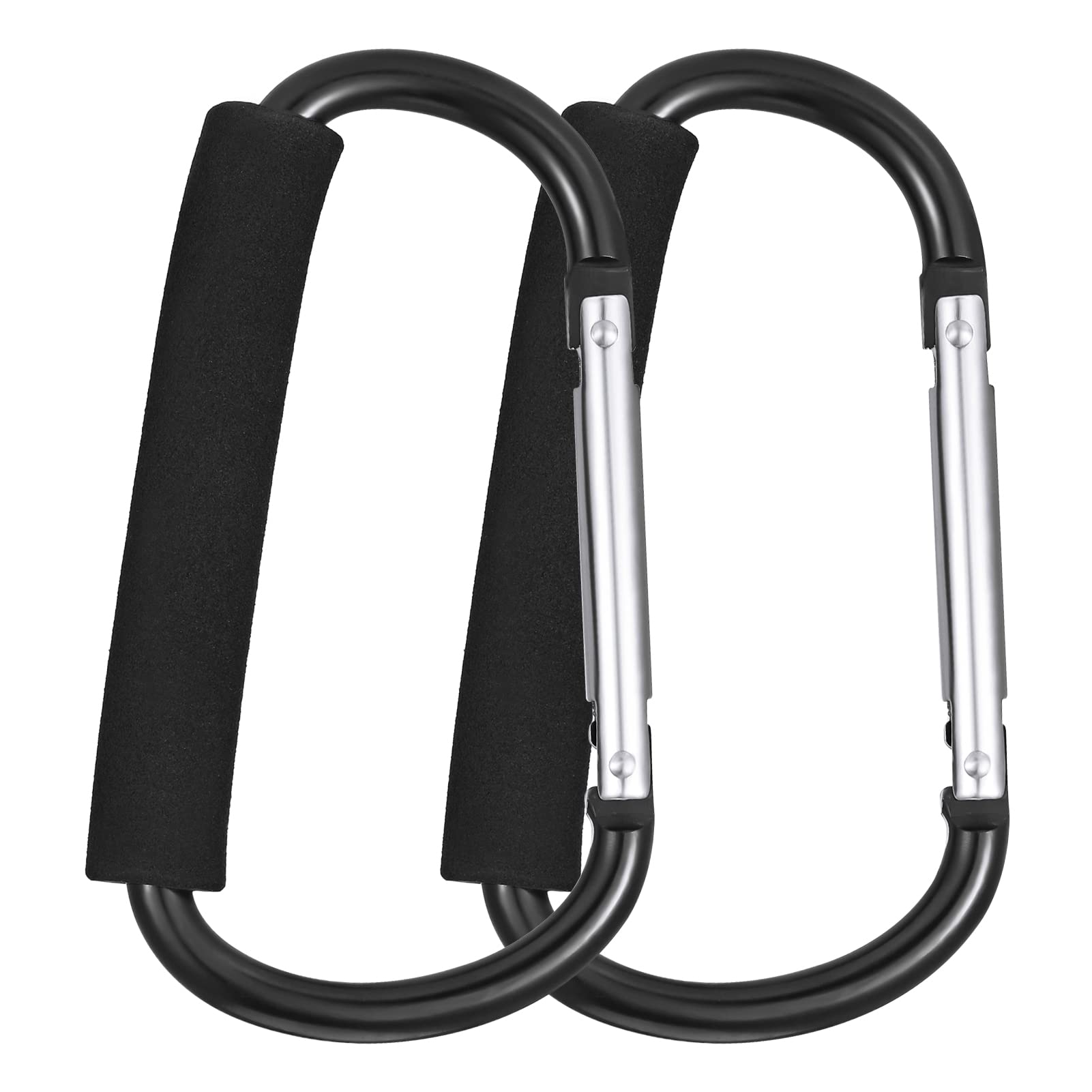 Fuyamp 2 Pack Buggy Clips Pram Hooks Stroller Carabiner,6.3” Black Pushchair Hook Clip,Universal Large Baby Carriage Hook Buggy Hook Stroller Accessories for Hanging Diaper and Shopping Bags