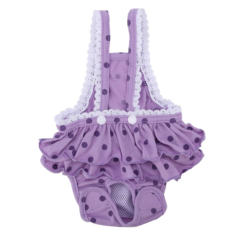 Pet Pants for Female Dogs and Puppies, Breathable Cotton Suspender Short Pants with Cute Round Dots Pattern, Comfortable Stylish Fit for Dogs, Purple XXL