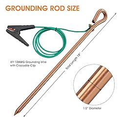 Portable Grounding Rod with 4ft 12AWG UL Listed