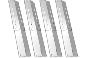 RESTTIME Flame Tamer 4 Pack, Heat Diffuser, Burner Covers Guard, Stainless Steel Heat Shield Tent. Adjustable Universal Grill Heat Plates for Nexgrill, Dyna Glo, Charbroil, Brinkmann Grill Replacement Parts