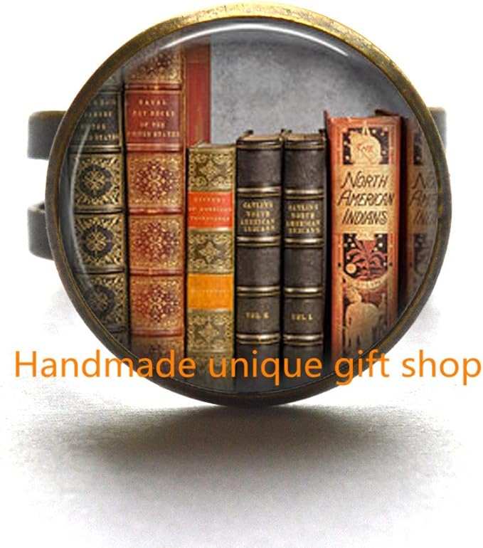 Fashion Ring,Library Ring Book Ring Mini Library Ring