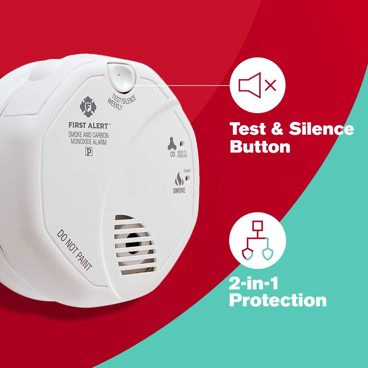 First Alert Smoke Detector and Carbon Monoxide Detector Alarm | Battery Operated, SCO5CN - Combination Smoke Carbon Monoxide Detectors - 