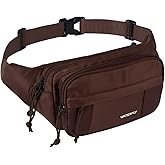 WATERFLY Fanny Pack Waist Packs: Large Crossbody Fanny Packs for Women Men with 5 Zipper Pockets Adjustable Strap Waist Bags Hip Pack for Traveling Cycling Running Hiking-Brown