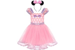 IWEMEK Girl Polka Dots Cosplay Birthday Princess Tutu Dress Up Fancy Christmas Ballet Leotard Costume with Headband