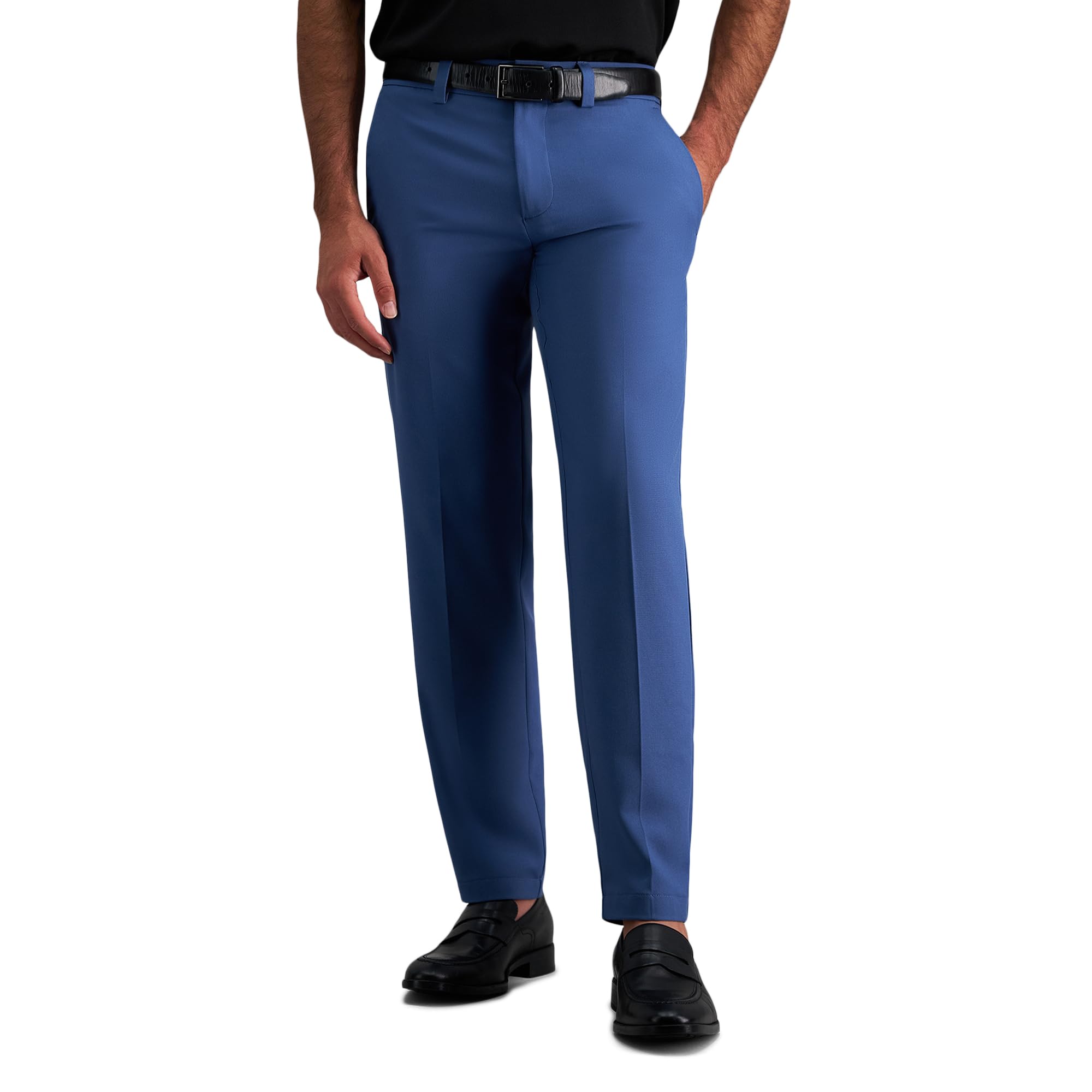 Haggar Men's Cool Right Straight Fit Big and Tall Casual Pant - Dark Blue 46x29 Image