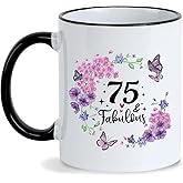 75th Birthday Gifts for Women 75th Birthday Cups 11Oz 75 and Fabulous Mug,Birthday Mugs for Women,Gifts for 75 Year Old Woman,75th Birthday Gifts for 75 Year Old Woman Mom,Grandma,Aunt,Sister