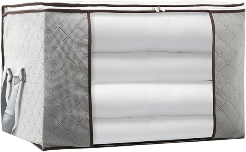 Tofun Clothes,Blanket Storage Bag,Large Capacity Household Home Organizers with Transparent Window for Comforters,Bedding,Duvets,Quilts,Pillows,Sweaters,Create Extra Storage Space,Gray