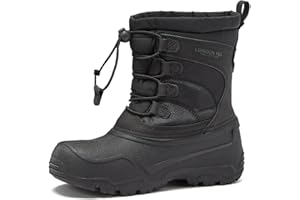 LONDON FOG Kenji Snow Boots for Kids - Insulated Waterproof Winter Snow Boots for Boys and Girls - Black/Dark Grey