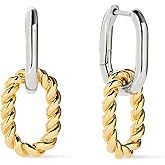 Ana Luisa Ash Double Hoop Earrings for Women - 14K Gold Plated, Silver & Two-Tone Drop Dangle Hoop Earring - Trendy Paperclip Link Huggie Hoop - Hypoallergenic, Water-Resistant & Tarnish-Free Jewelry