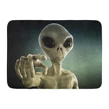 Amazon Com Facebb Doormat Bath Rug Outdoor Mats Gray Ufo Alien 3d