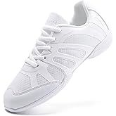 TWDKCHER Youth Cheer Shoes Girls White Cheerleading Shoes Dance Athletic Training Breathable Fabric Dancing Lightweight Competition Comfortable Sport Kids Girls Cheer Sneakers