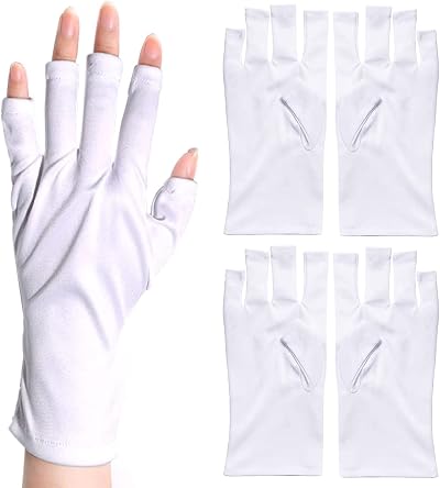 XPOOP 2 Pairs Nail Gloves UV Protection Fingerless Gel Manicure Light Shield