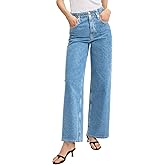 Astylish Women's Pull On Stretchy Elastic High Waisted Jeans Trendy Wide Leg Baggy Straight Trouser Jeans