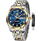 OLEVS Watch for Men Classic Business Dress Analog Quartz Stainless Steel Waterproof Luminous Date Diamond Men Silver Watch