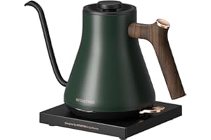 INTASTING Gooseneck Electric Kettle Hot Water Boiler Pour Over Coffee and Tea Kettle Stainless Steel Tea Kettle 0.9L Auto Shut-Off Boil Dry Protection Electric Kettles. Green