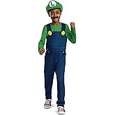 Disguise Luigi Elevated Costume, Official Nintendo Super Mario Luigi Costume with Hat and Mustache for Kids, Child Size (4-6)