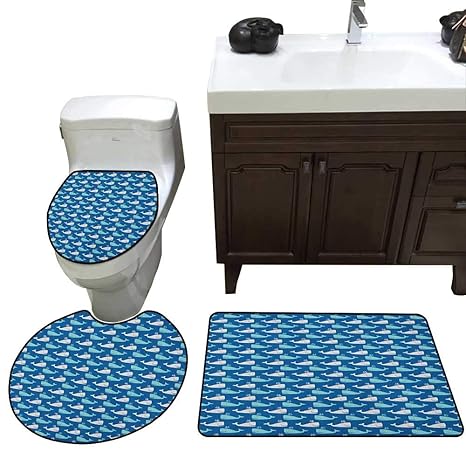 Amazon Com Whale 3 Pc Bath Rug Set Bicolor Whales In The Sea In