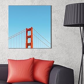 Square Canvas Wall Art - Detail of Golden Gate Bridge - Giclee Print Gallery Wrap Modern Home Art Ready to Hang - 12x12 inches