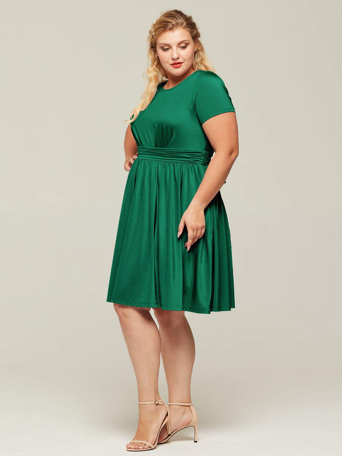 Alicepub Women's Plus Size Dress with Short Sleeve Casual Wear to Work