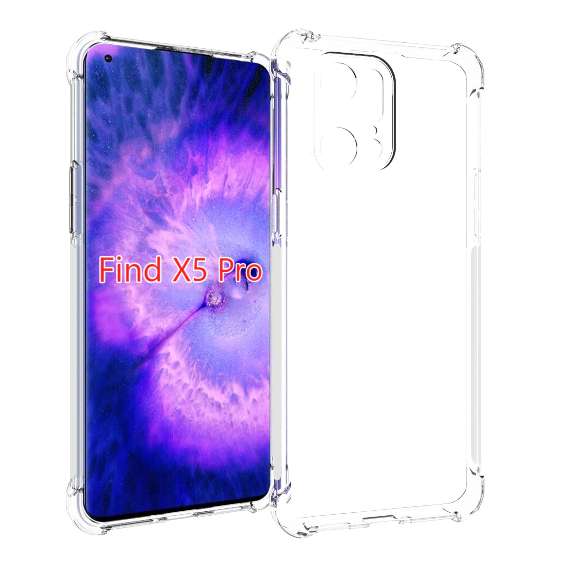 Photo 1 of USTIYA Case for Oppo Find X5 Pro Clear TPU Four Corners Protective Cover Transparent Soft funda