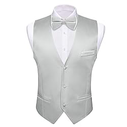 Barry.Wang Mens Silver Grey Formal Suit Vest V-neck