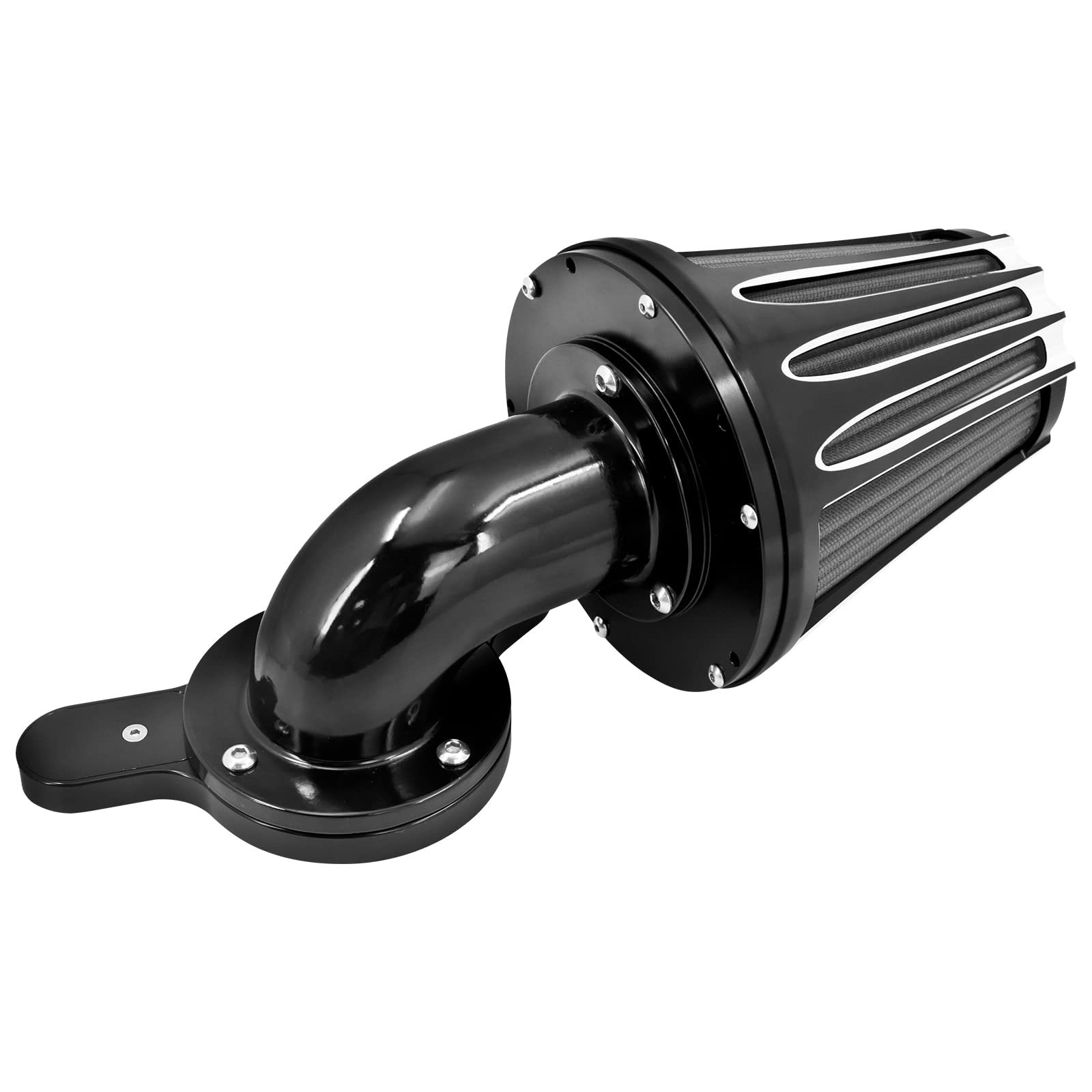 Photo 1 of HCmotorku Motorcyle Air Cleaner Filter CNC 90° Forward-Facing Kit Fit for Harley Softail Touring Trike Sportster XL Dyna (Black Housing Grey Element, B For Touring 00-07,Softail 00-15,Dyna 00-17)