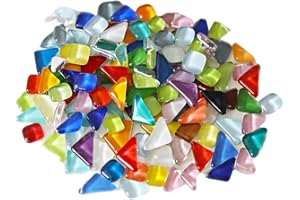 JACKLOVE Mosaic Tiles for Crafts Bulk, Stained Glass Supplies Child DIY Crafts, Picture Frames, Flowerpots –Irregular Tiles