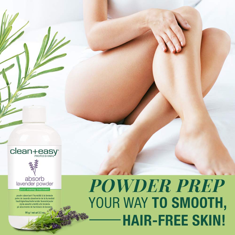 Clean + Easy Absorb Lavender Powder – Post Waxing Treatment, Moisture Absorbent Wax Powder for Hair Removal, 3.5 oz
