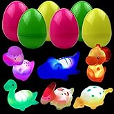 Jofan 6 Pack Prefilled Jumbo Plastic Easter Eggs with Light Up Dinosaur Bath Toys Inside for Kids Boys Girls Toddlers Easter Basket Stuffers Gifts Party Favors