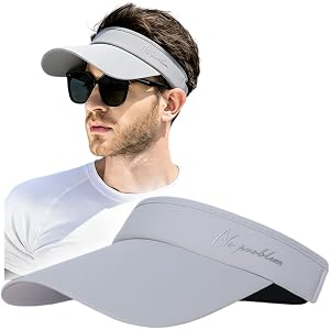 Qzkouma Sun Visor Hat for Men Women, Cooling Sport Visor with Wide Brim, UPF 50+ Adjustable Running Hat for Outdoor