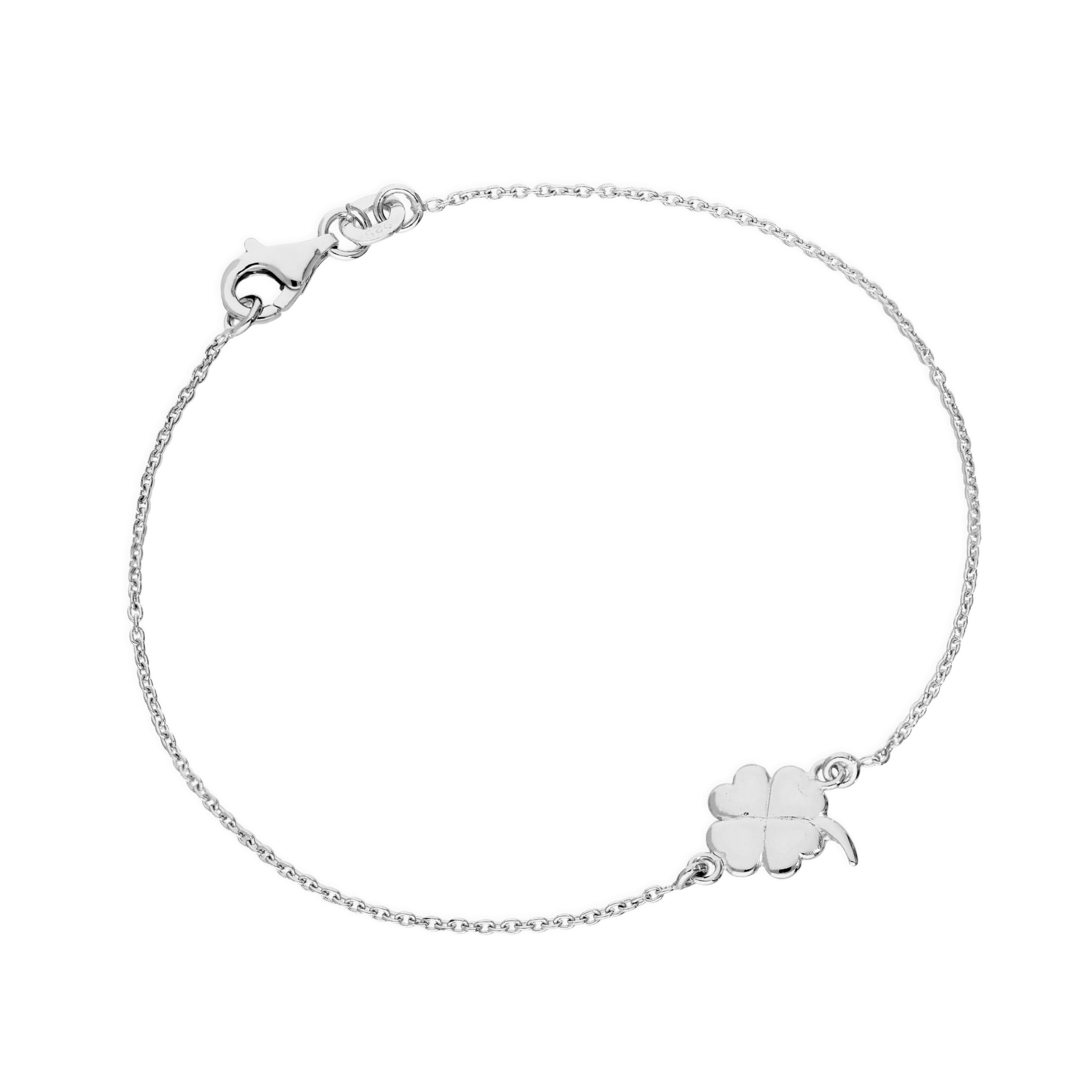 jewellerybox Sterling Silver Four Leaf Clover 7 Inch Bracelet