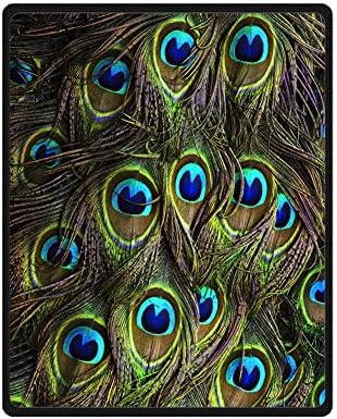 Custom Beautiful Peacock Feathers Bed/Sofa Soft Throw Fleece Blanket 40"x50"