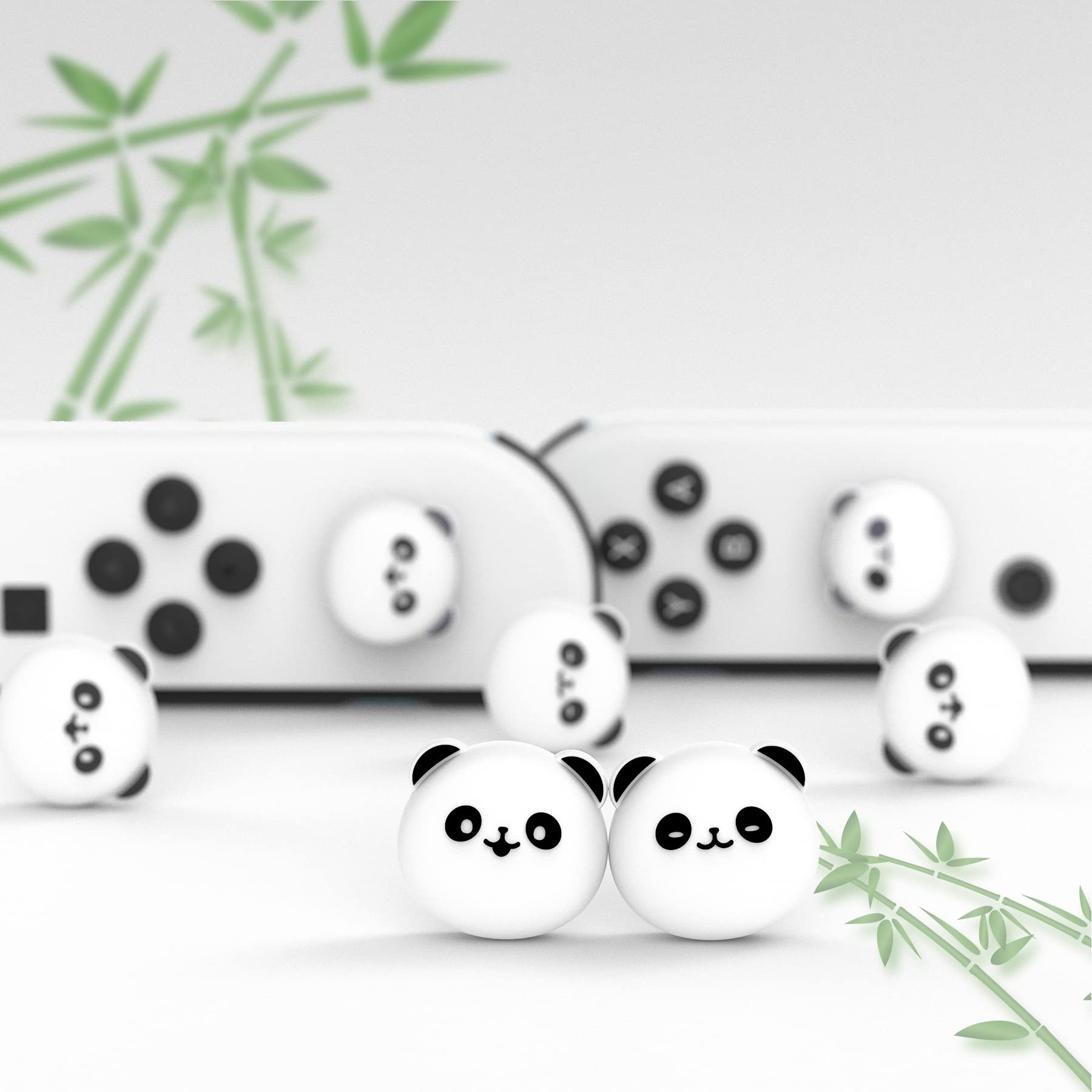 PlayVital Joystick Caps for Nintendo Switch, Thumbstick Grips for Switch Lite, Analog Cover for OLED Joycon Thumb Grip Caps - Chubby Panda