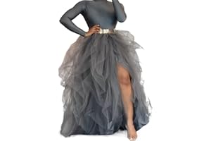 EMMABABY Women's Tulle Tutu Long Skirt High Waist Floor Length Layered Puffy Maxi Dresses A-Line Evening Party Wedding Skirt