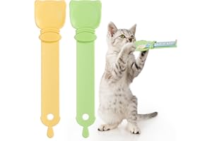 OKAMMY Cat Food Spoon for Wet Food - Multifunctional Lickable Wet Cat Treat Dispenser for Cat Liquid Snack Cat Feeding Food Storage and Easy Hanging Cat Food Feeding Spoon, Orange Green