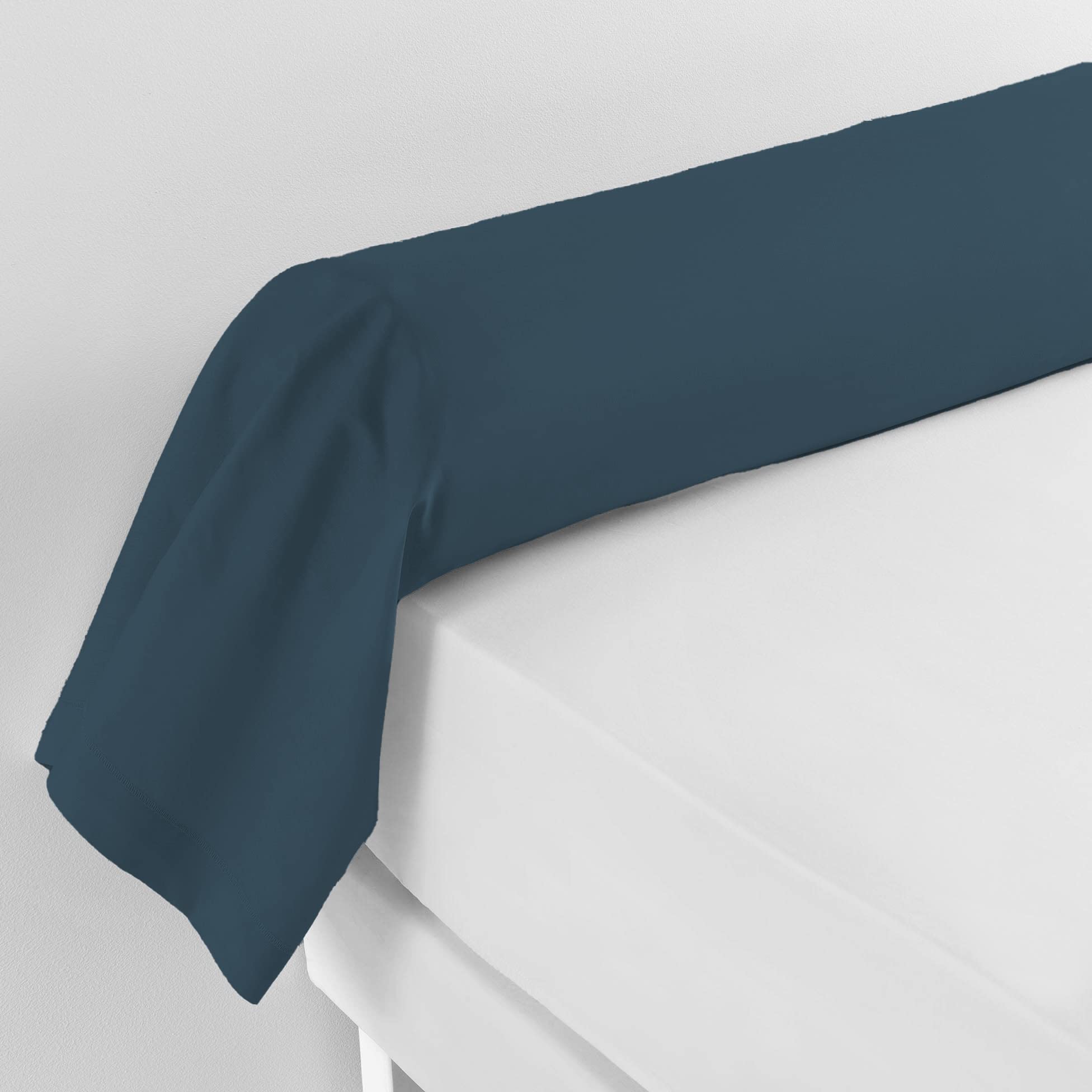 Douceur d'Intérieur, Lina Cotton Bolster Pillowcase., Cotton, midnight blue, 85 x 185 cm