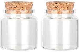 Magic Season Decorative Round Glass Bottles with Cork Stoppers (2 Pcs / 50 ml)