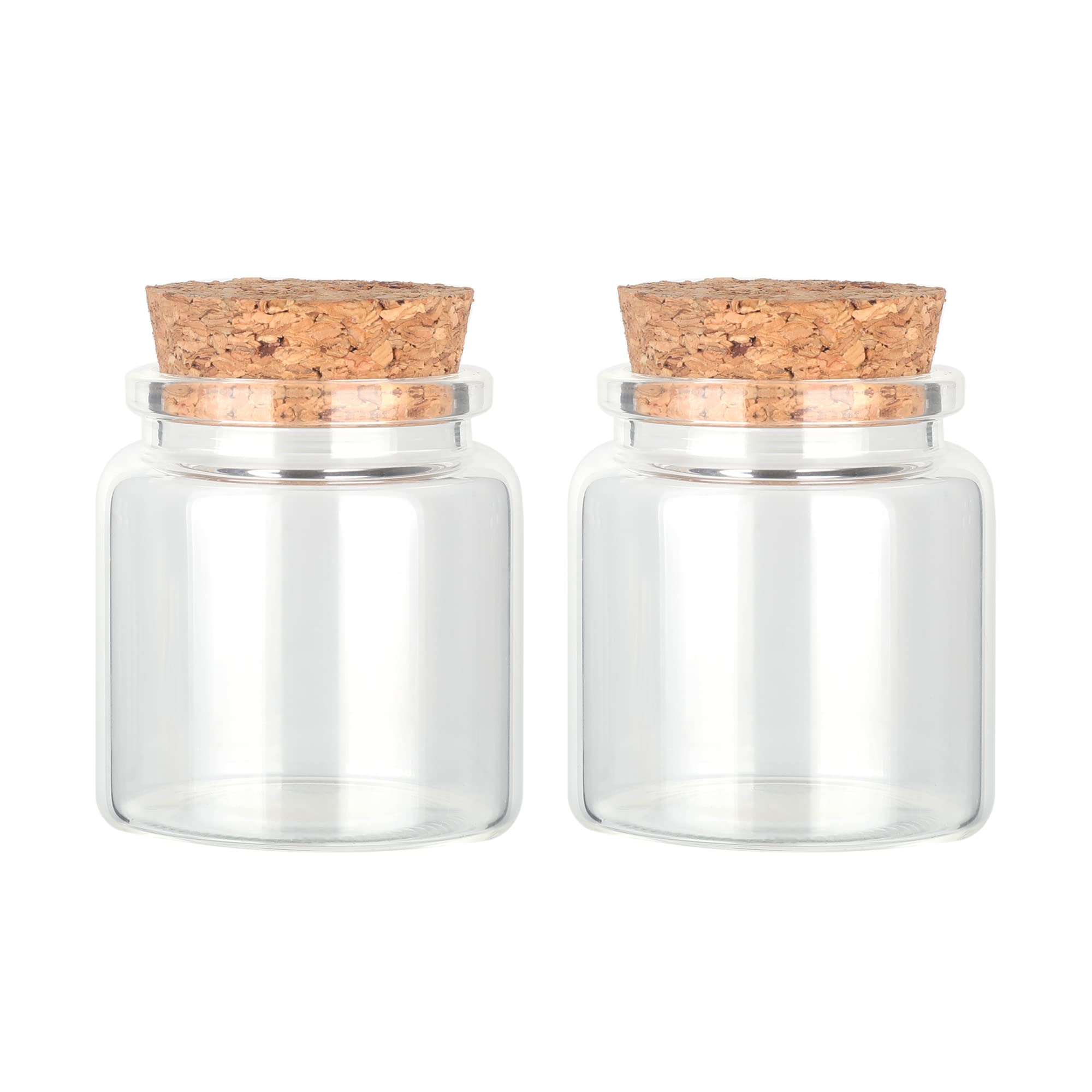 Magic Season Decorative Round Glass Bottles with Cork Stoppers (2 Pcs / 50 ml)