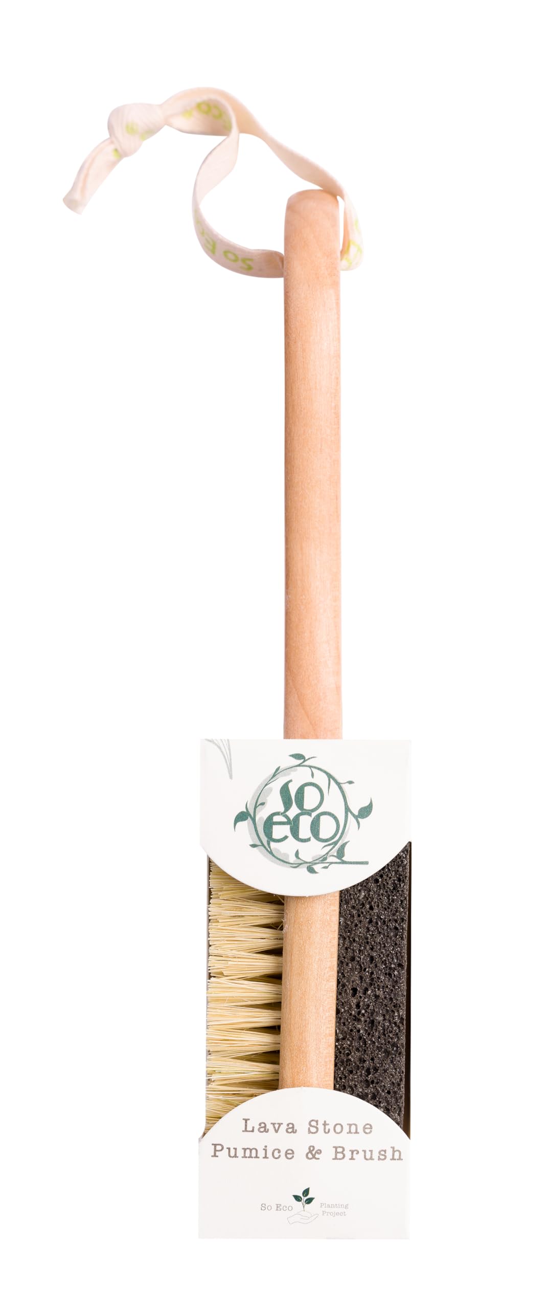 So Eco Lava Stone Pumice & Brush – Dual-Action Foot Scrubber for Callus & Hard Skin Removal, Eco-Friendly Wooden Handle, Vegan & Cruelty-Free